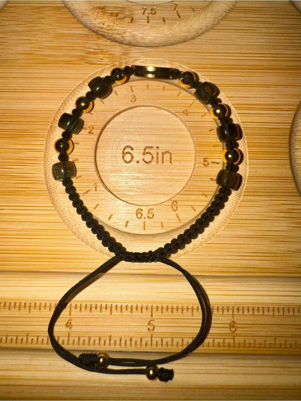Tiger’s Eye, 14K gold-plated beads, and a Saint Benedict Stainless Steel Medal